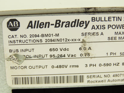 Allen Bradley 2094-BM01-M 9A Axis Power Module VFD 480V 3Ph 0-590Hz 21.6A READ