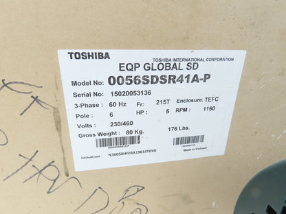 Toshiba 0056SDSR41A-P EQP Global SD AC Motor 5Hp 1160rpm 230/460V 3PH 215T