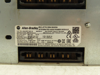 Allen Bradley 2094-BC01-M01-M Integrated Axis Power Module 480V 3Ph 0-590Hz