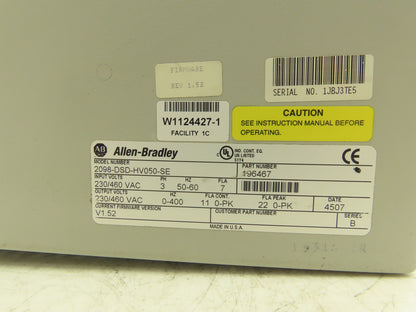 Allen Bradley 2098-DSD-HV050-SE Ultra3000 Servo Drive Module 460V 3Ph Ser B