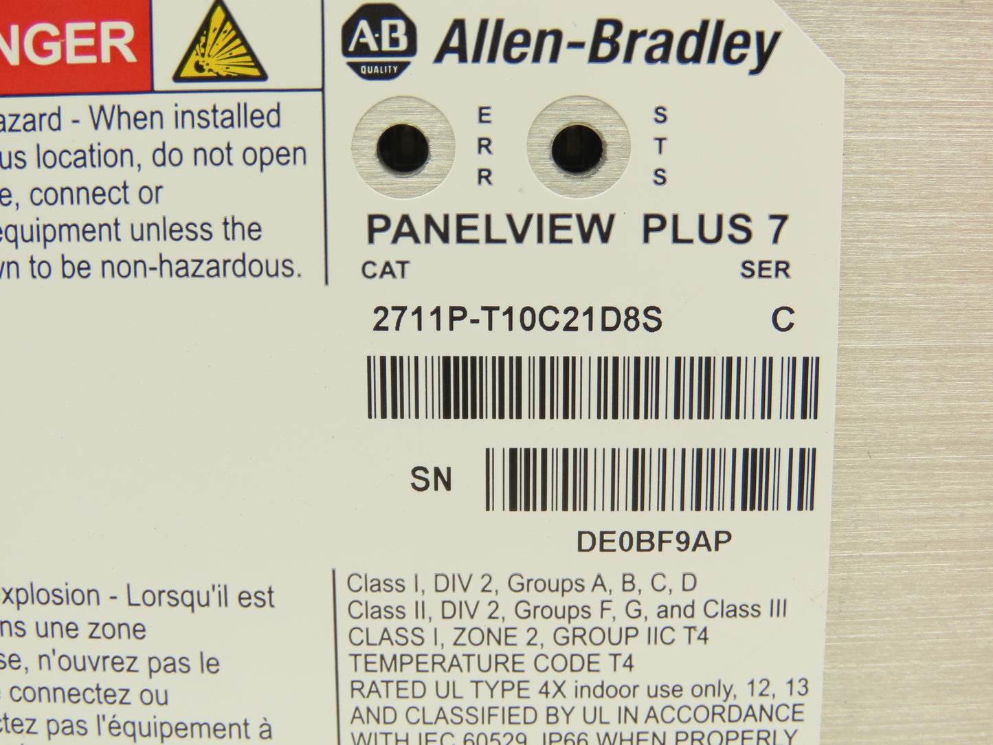 Allen Bradley 2711P-T10C21D8S PanelView Plus 7 HMI 10.4" Touch Screen Series C