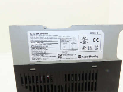 Allen Bradley 25B-D4P0N104 PowerFlex 525 AC Drive 1.5kW 2Hp 480V 3ph FRN 3.001