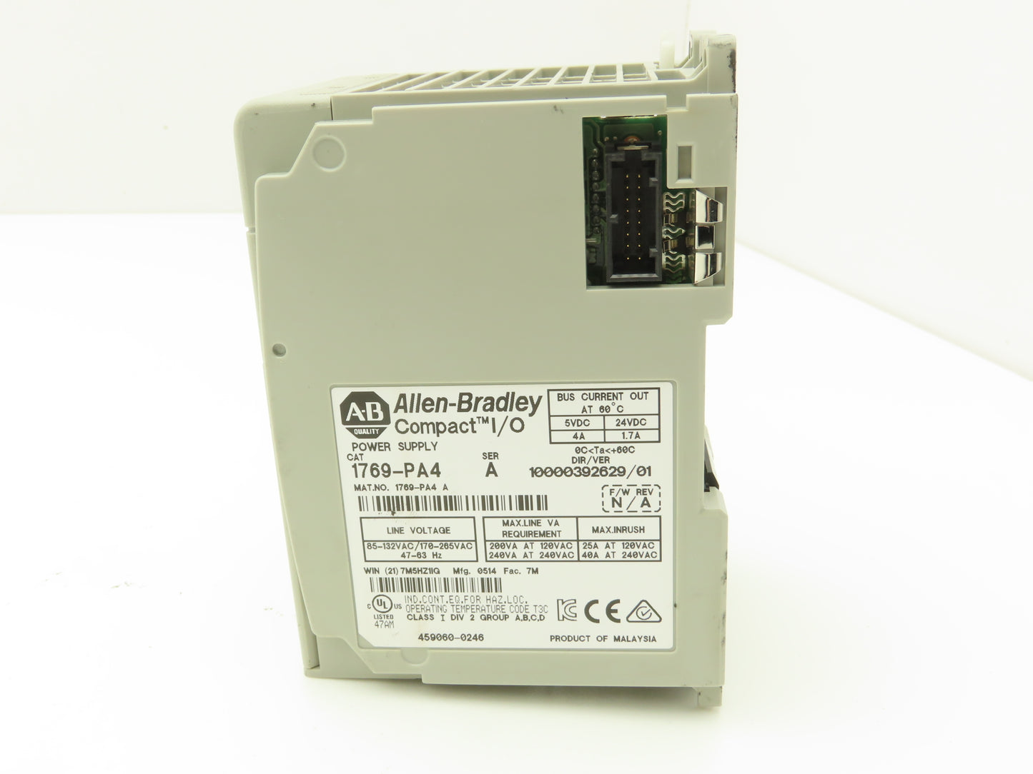 Allen Bradley 1769-PA4 Compact I/O PLC Power Supply Ser A Ver 10000392629/01