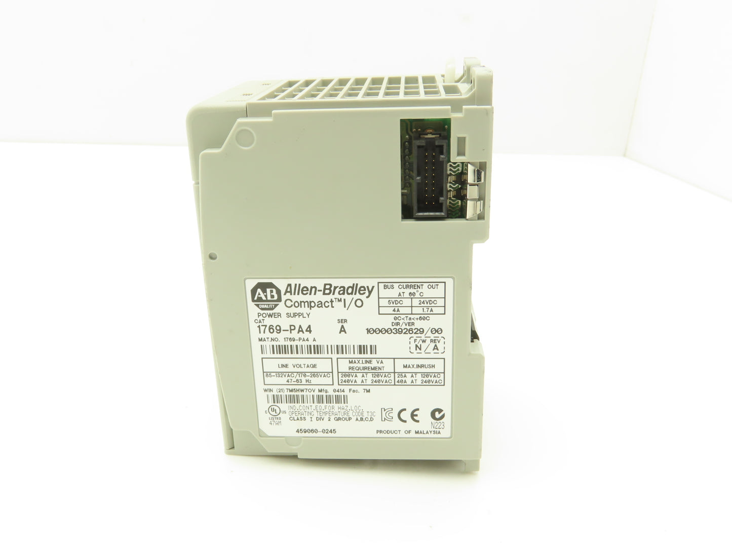 Allen Bradley 1769-PA4 Compact I/O PLC Power Supply Ser A Ver 10000392629/00