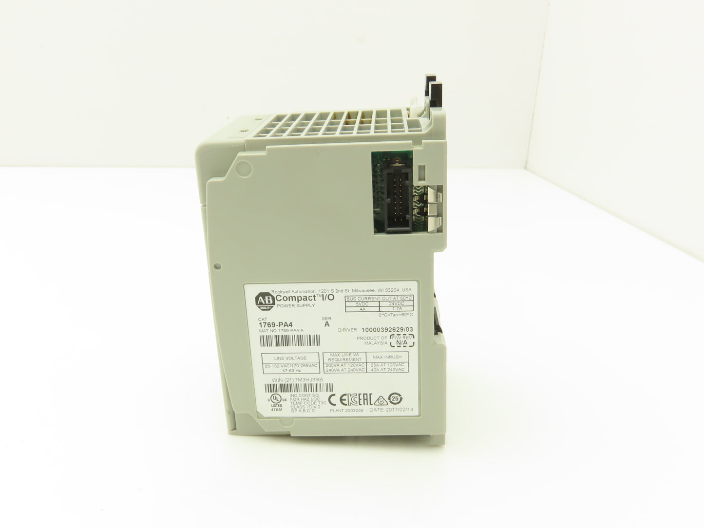 Allen Bradley 1769-PA4 Compact I/O PLC Power Supply Ser A Ver 10000392629/03