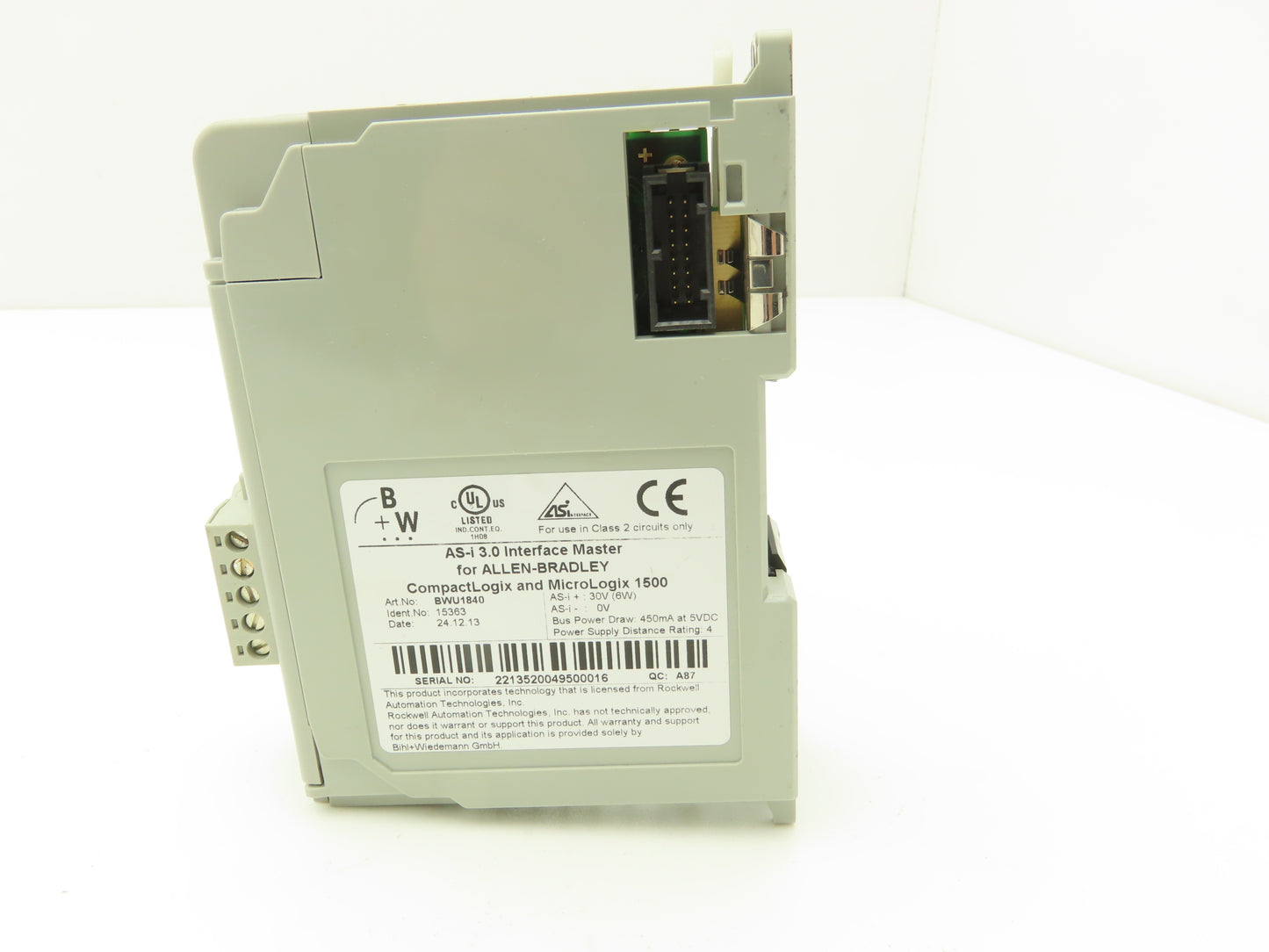 Bihl Wiedemann BWU1840 AS-i 3.0 Interface Master AB Compact & Micro Logix 1500