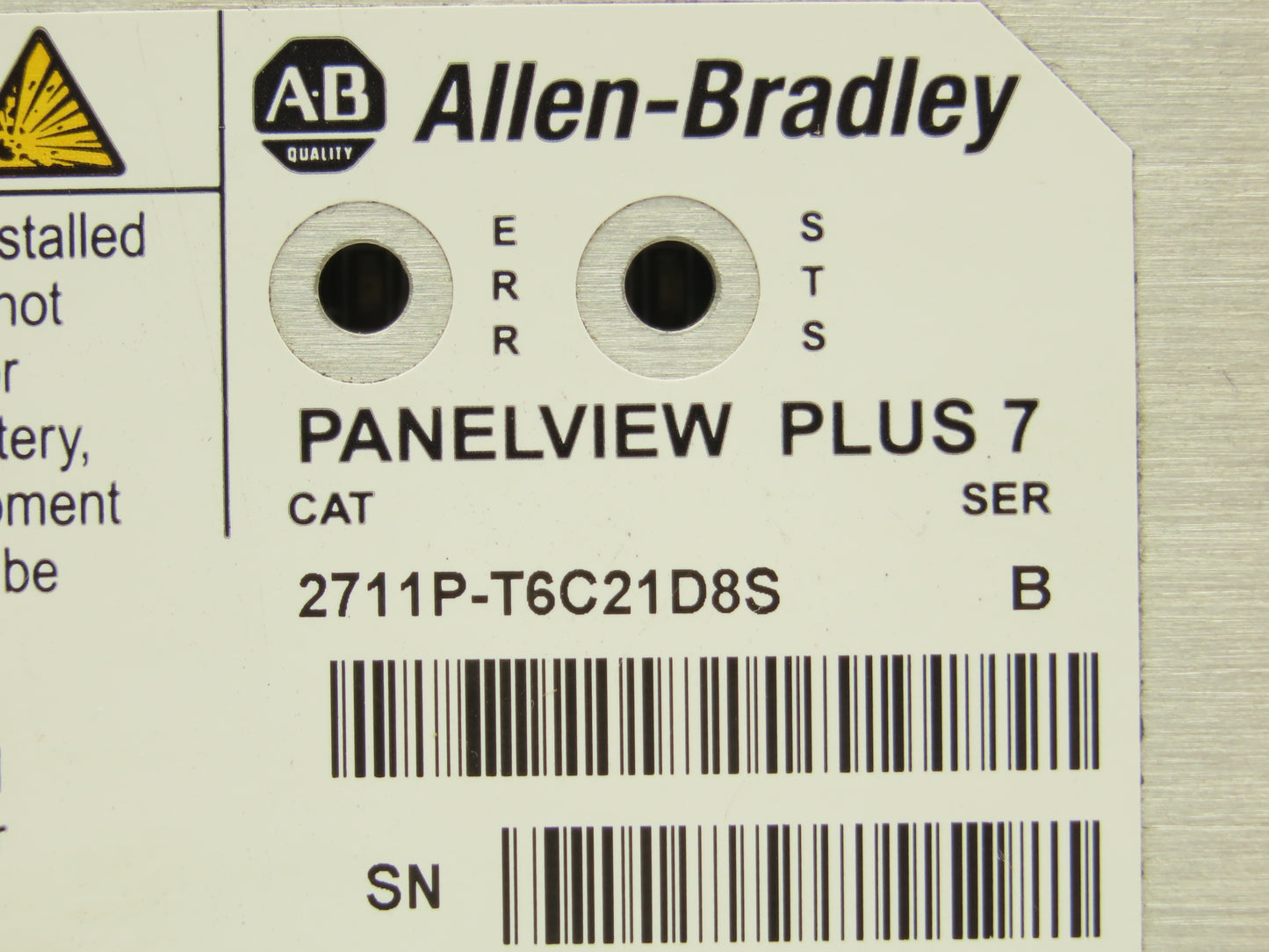 Allen Bradley 2711P-T6C21D8S PanelView Plus 7 Touch Screen Series B 24V