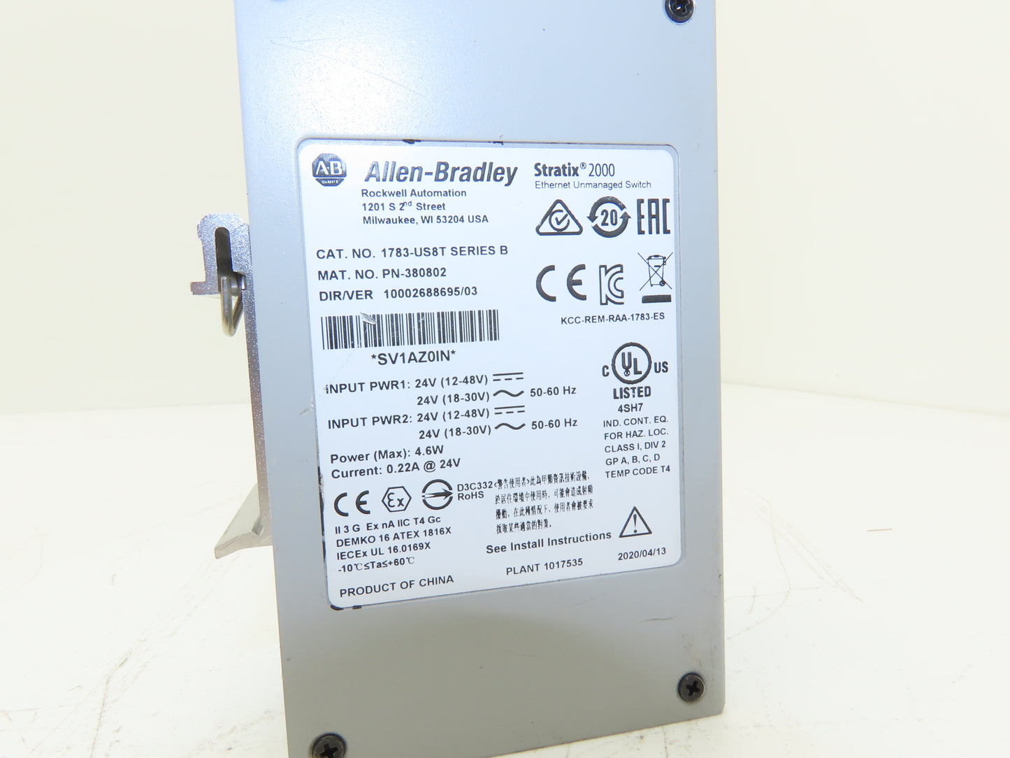 Allen Bradley 1783-US8T Stratix 2000 Ethernet Switch Unmanaged 8 Port Series B