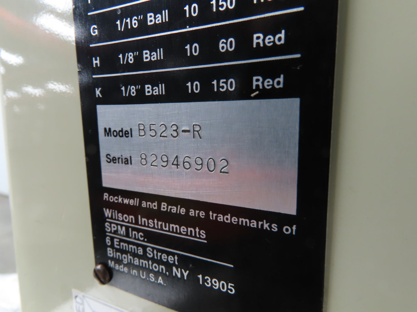 Wilson Rockwell B523-R Hardness Tester Digital 500 Series 120V