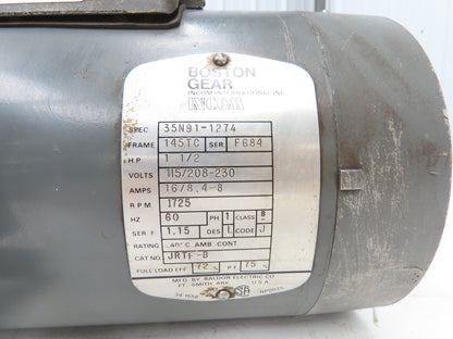 Baldor Boston Gear JRTF-B AC Motor 1.5Hp 1725 RPM 115V/208-230V 1PH 145TC