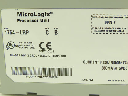 Allen Bradley 1764-LRP MicroLogix 1500 Processor Unit Ser C Rev B FRN 7