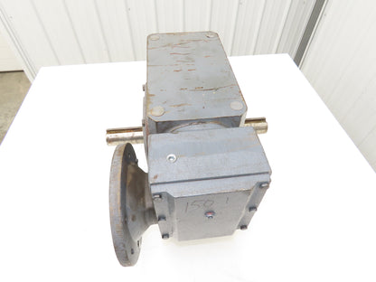 Boston Gear Worm Gearbox 150:1 Ratio Double Reducer 12rpm 182T Dual Shaft Output