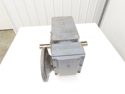 Boston Gear Worm Gearbox 150:1 Ratio Double Reducer 12rpm 182T Dual Shaft Output