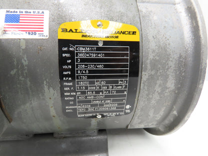 Baldor CBM3611T Brake Motor 3Hp 1750rpm 230/460V 3PH 182TC Stearns 105604100DPF