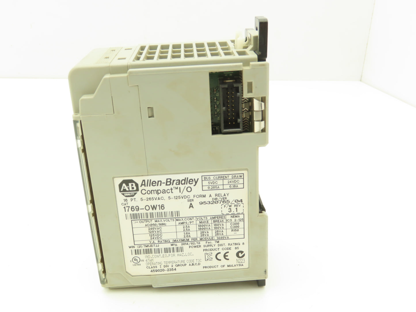 Allen Bradley 1769-OW16 Compact 16 Point Output Relay Module Ser A FW 3.1