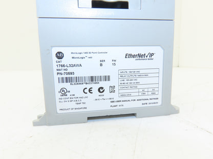 Allen Bradley 1766-L32AWA MicroLogix 1400 Controller Module 32 Point Ser B FW 15