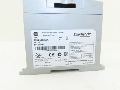 Allen Bradley 1766-L32AWA MicroLogix 1400 Controller Module 32 Point Ser B FW 15