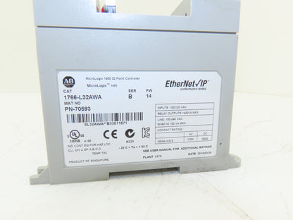 Allen Bradley 1766-L32AWA MicroLogix 1400 Controller Module 32 Point Ser B FW 14