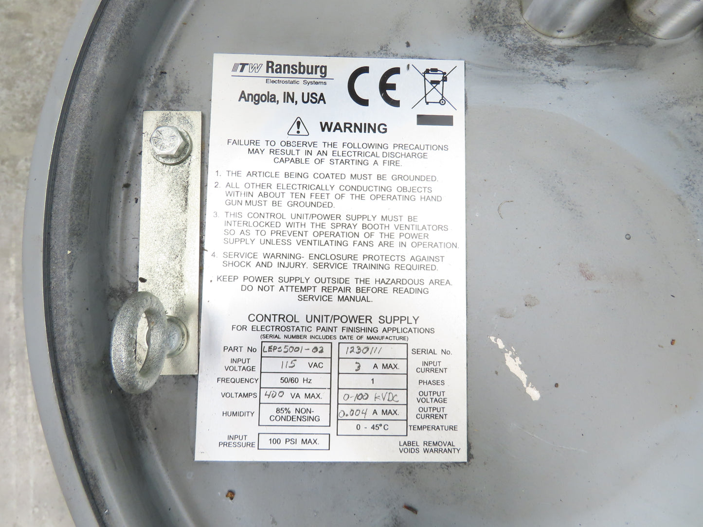 ITW Ransburg LEPS5001-02 Electrostatic Static Power Supply 100kvdc Paint Finish