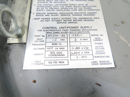 ITW Ransburg LEPS5001-02 Electrostatic Static Power Supply 100kvdc Paint Finish