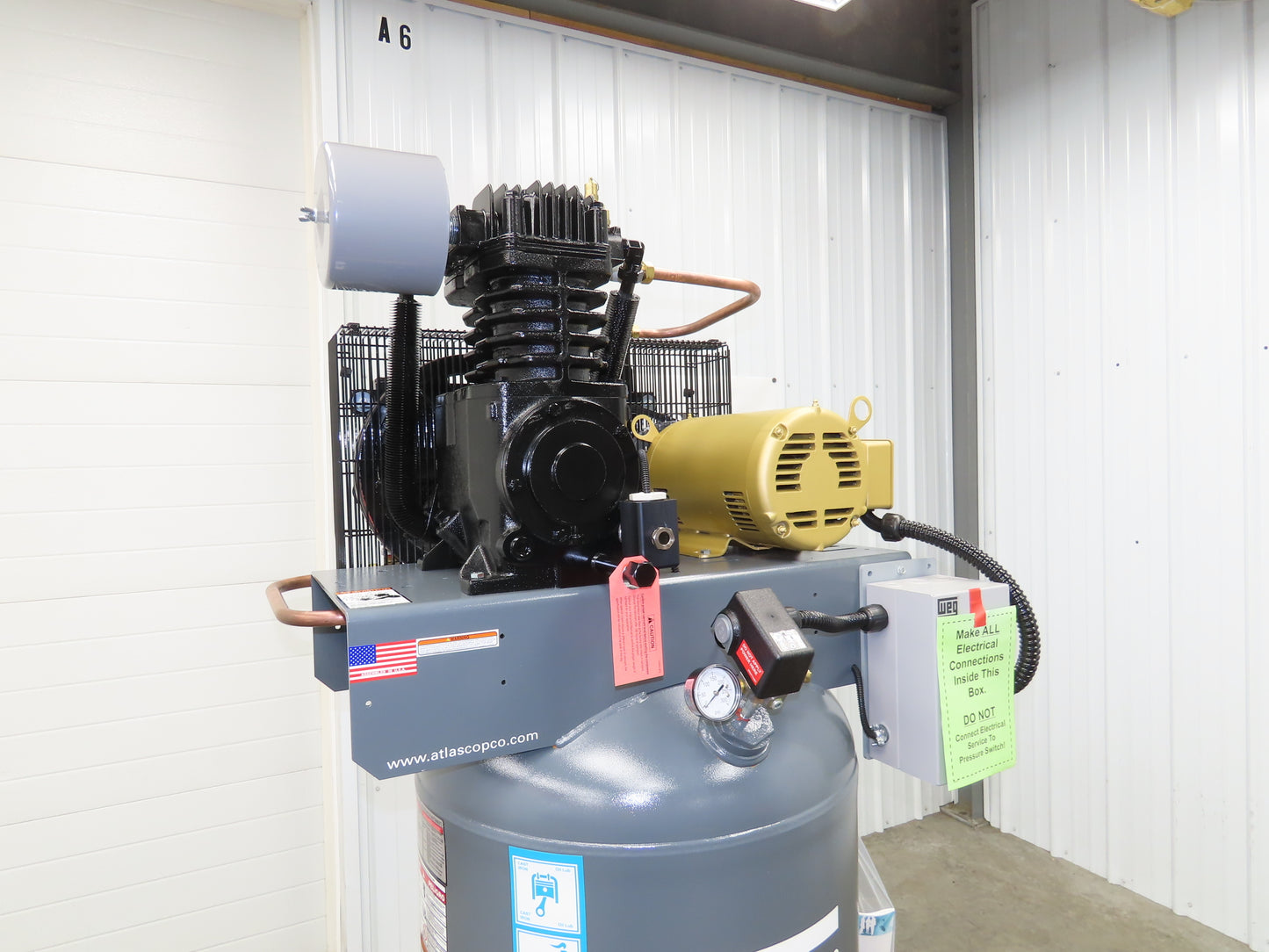 Atlas Copco CR5 Reciprocating Air Compressor 17CFM 5HP 460V 3Ph 80 Gal