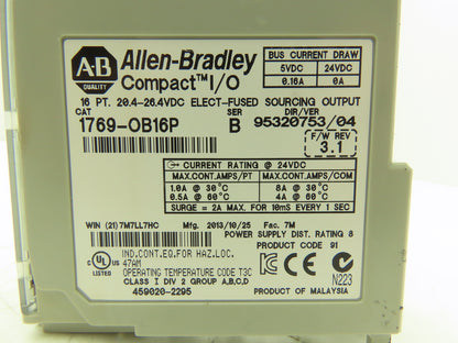 Allen Bradley 1769-OB16P Compact I/O 24VDC F/W 3.1 Output Module Ser B Lot of 5