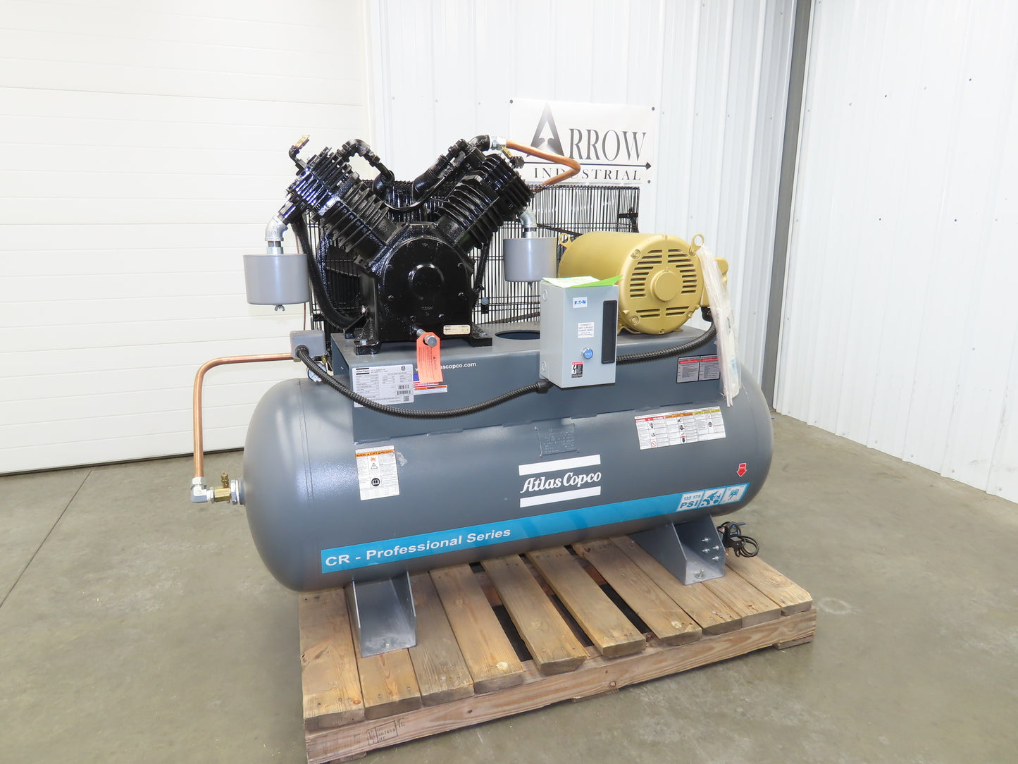 Atlas Copco CR15 Reciprocating Duplex Air Compressor 51CFM 15HP 460V 3Ph 120 Gal