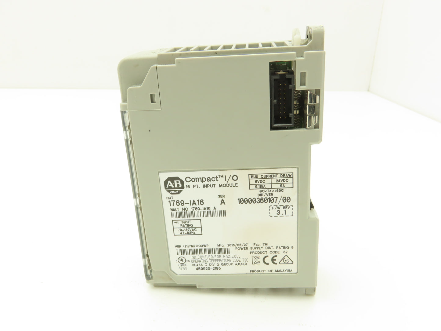 Allen Bradley 1769-IA16 Compact Logix I/O Input Module 16Pt Ser A FW 3.1