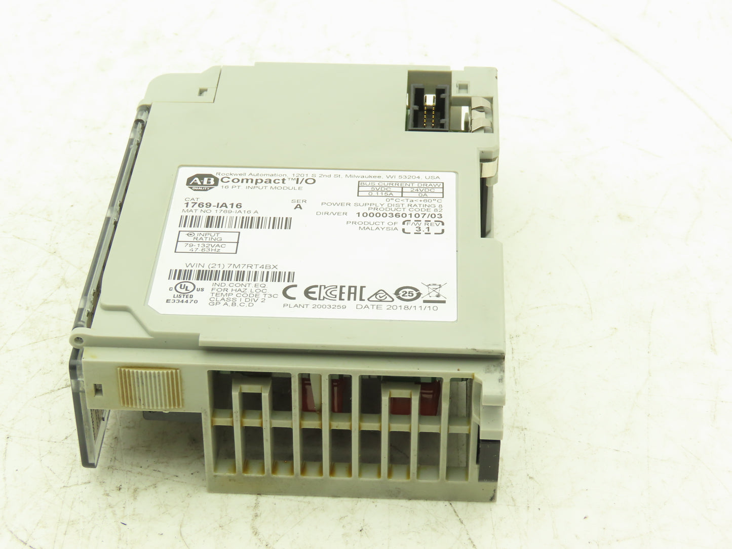 Allen Bradley 1769-IA16 Compact Logix I/O Input Module 16Pt Ser A FW 3.1