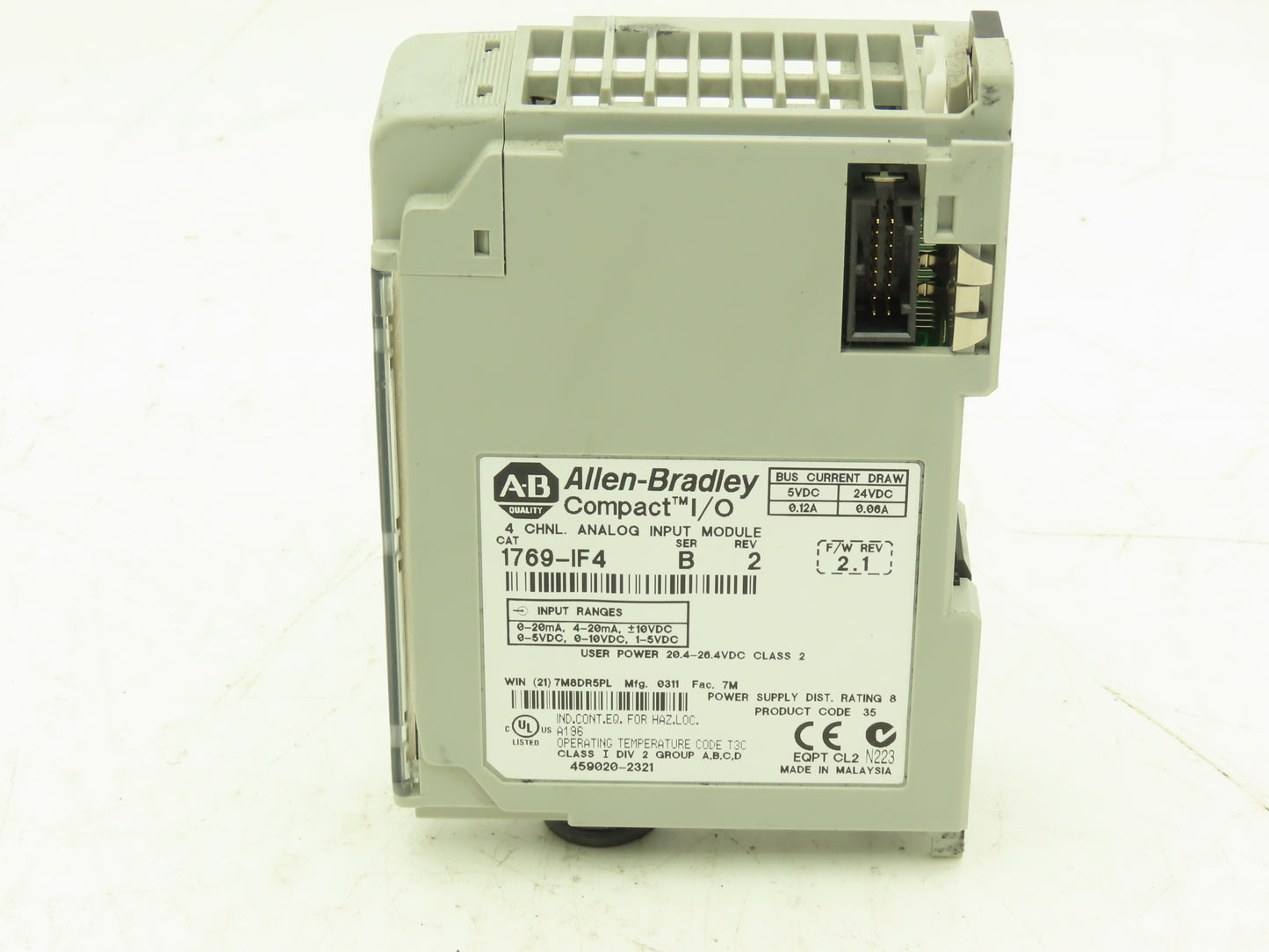 Allen Bradley 1769-IF4 Compact I/O Analog Input Module 24VDC Ser B Rev 2 FW 2.1