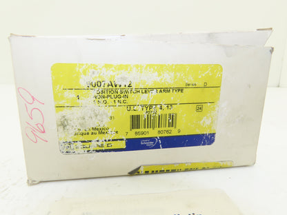 Square D 9007 AW12 Roller Limit Switch 15A 600V -No Lever Arm