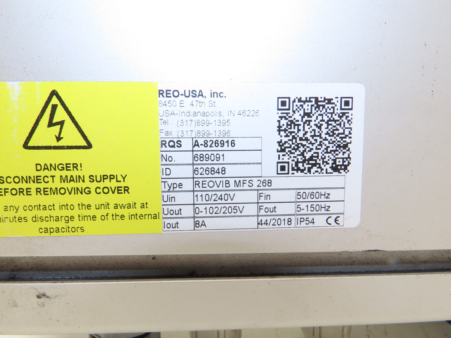 REO USA REOVIB MFS 268 Vibratory Conveyor Frequency Converter 110/240V 50/60Hz