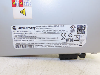 Allen Bradley 2198-H008-ERS Kinetix 5500 Servo Drive 460 VRMS 3Ph FW 7.001