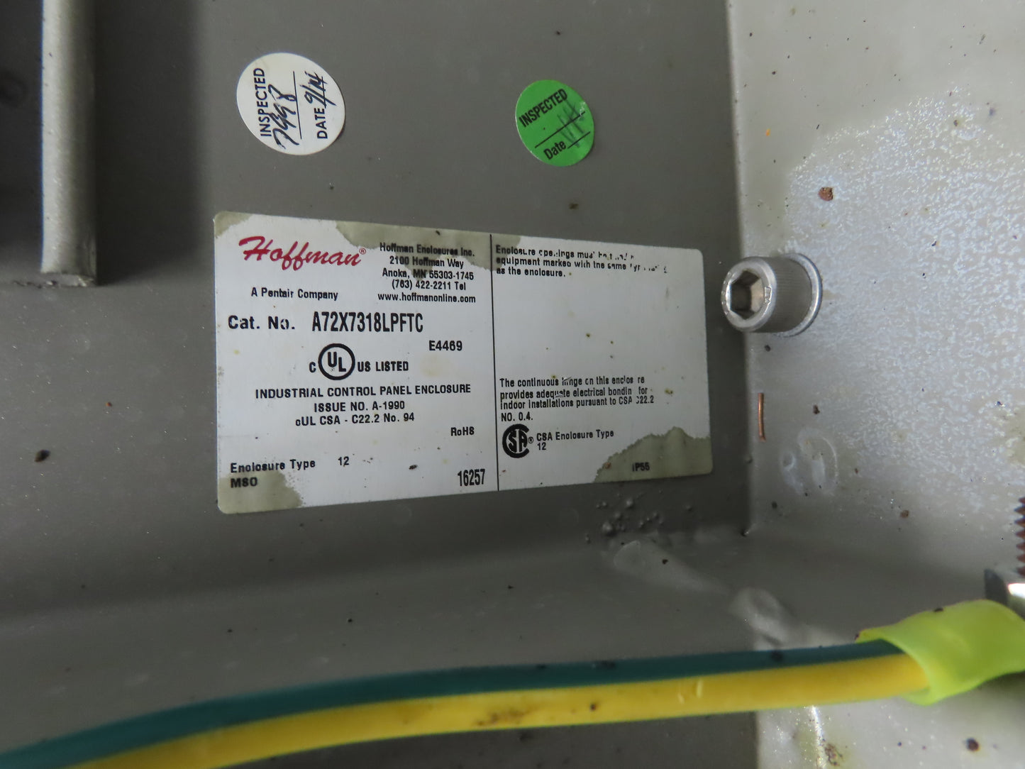Hoffman Electrical Enclosure Control Panel 72x73x18" JIC 30A Disconnect A72X6118