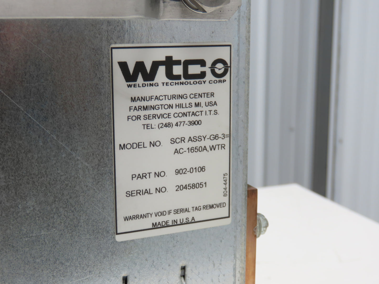 Welding Technology WTCO WTCO SCR ASSY-G6-3 902-0106 Resistance Welding Inverter