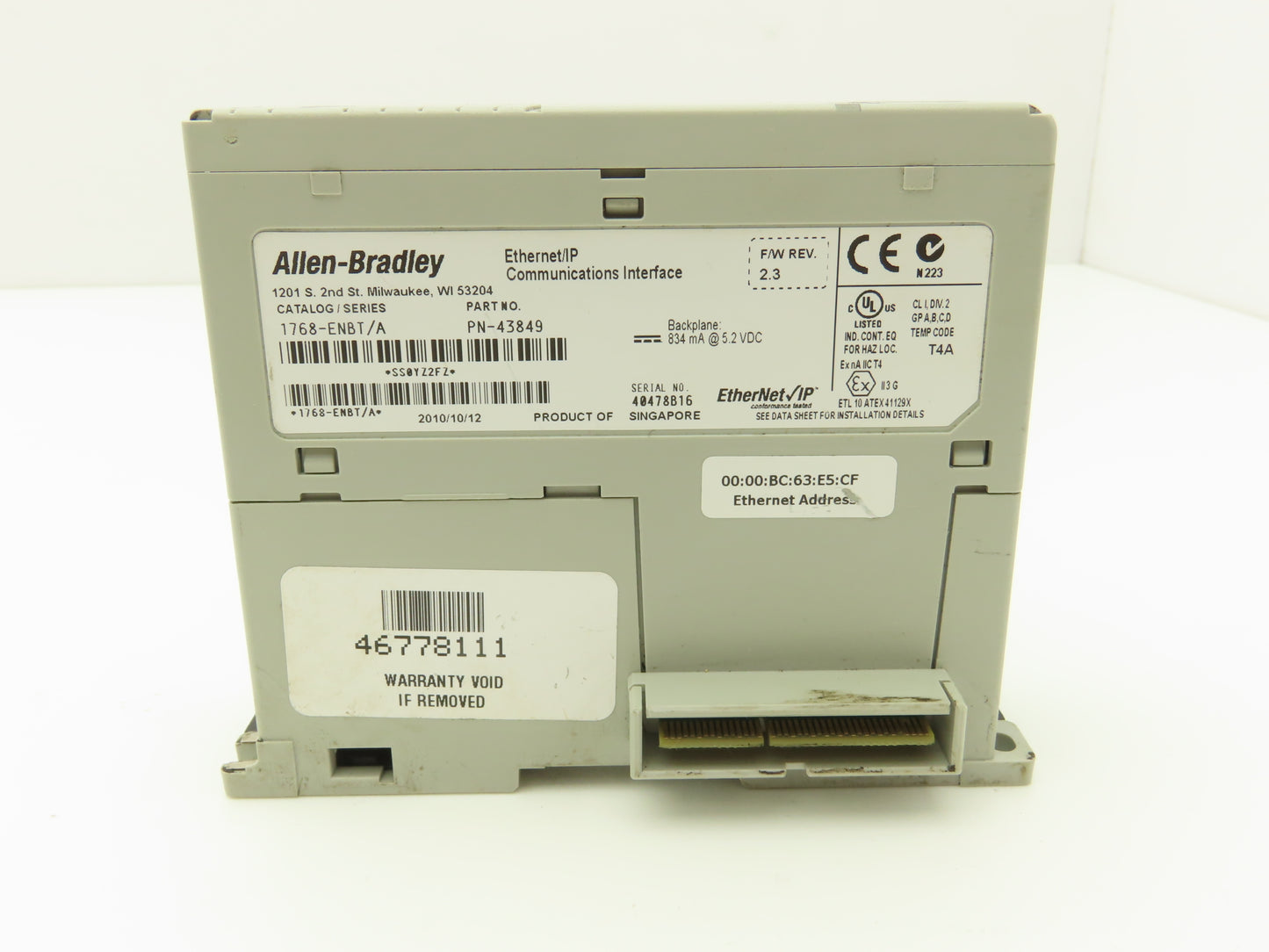 Allen Bradley 1768-ENBT Ethernet IP Communication Interface Module Ser A Rev 2.3