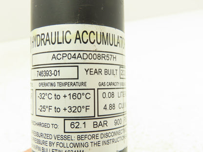 Parker ACP04AD008R57H Forklift Hydraulic Accumulator 900 PSI Off Hyster E80XN
