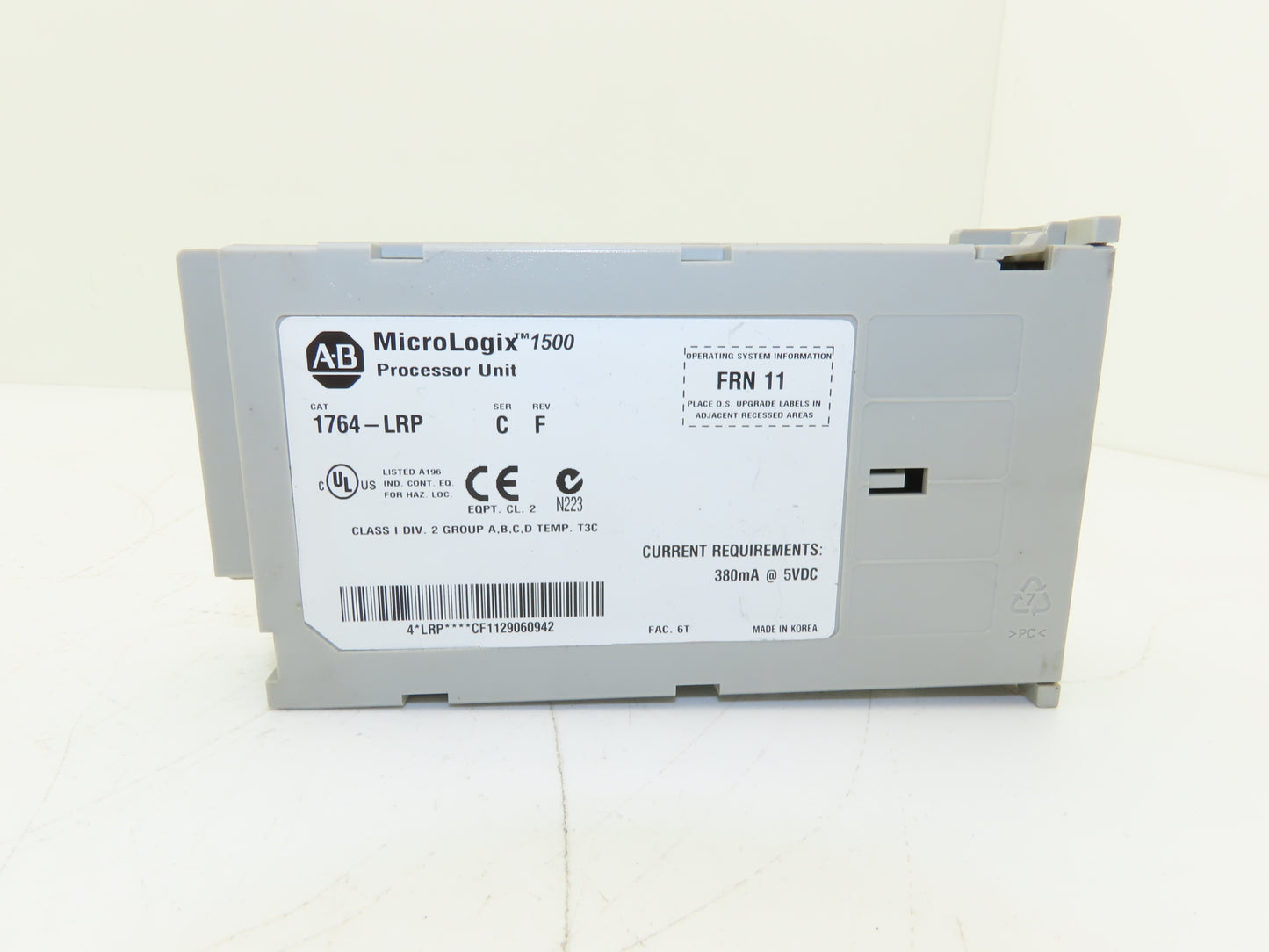 Allen Bradley 1764-LRP MicroLogix 1500 Processor Unit Ser C Rev F FRN 11