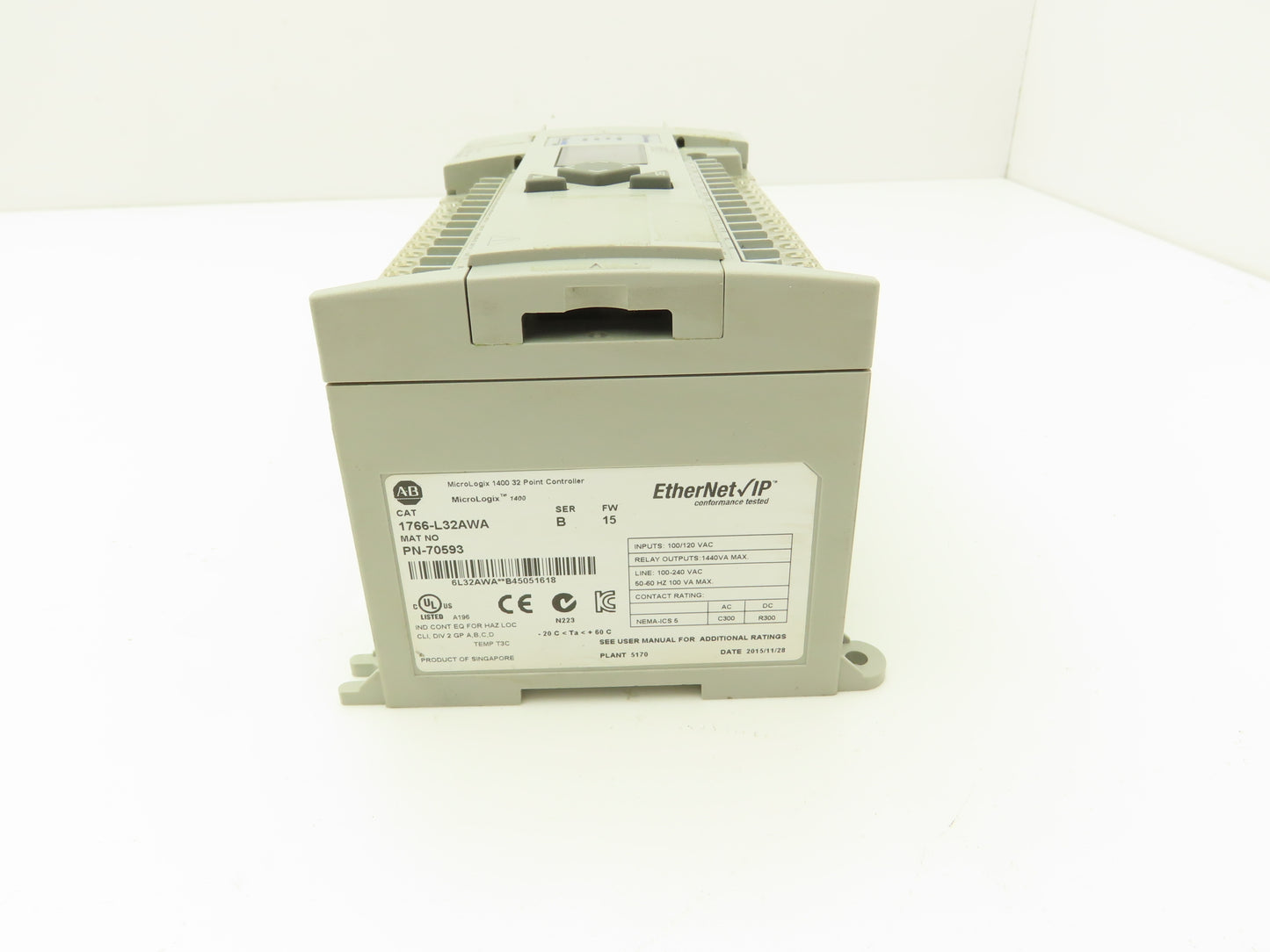 Allen Bradley 1766-L32AWA MicroLogix 1400 Controller Module 32Pt Series B FW 15
