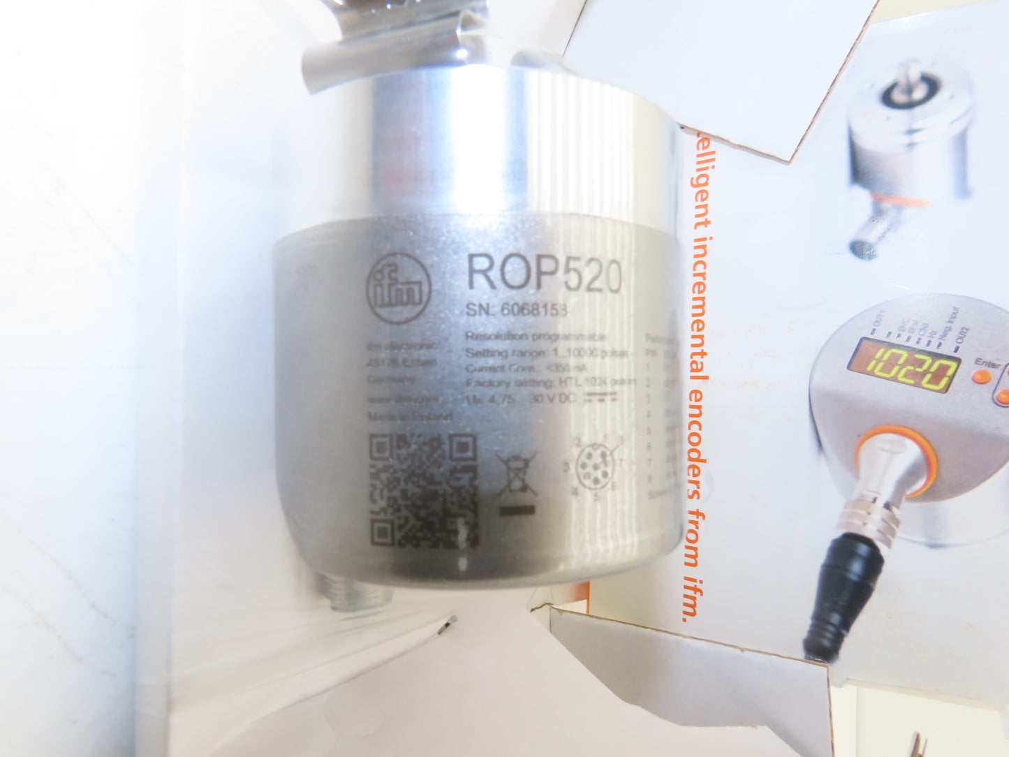 IFM ROP520 Incremental Rotary Encoder w/Display IO-Link 1.1 Hollow Shaft