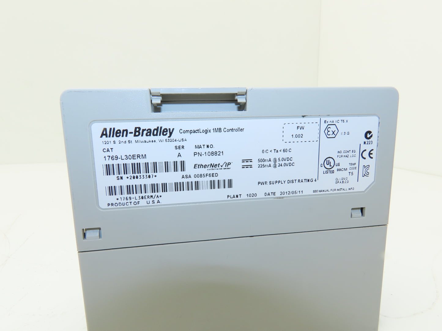 Allen Bradley 1769-L30ERM CompactLogix Motion Controller 1MB Ethernet IP 1784SD1