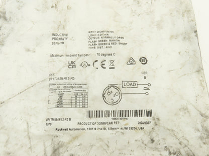 Allen Bradley 871TM-B4N12-R3 Inductive Proximity Sensor 20-250V Ser B