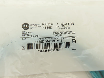 Allen Bradley 1585D-M4TBDM-2 Ethernet Media Patchcord M12 Male 2M Ser B Lot of 4