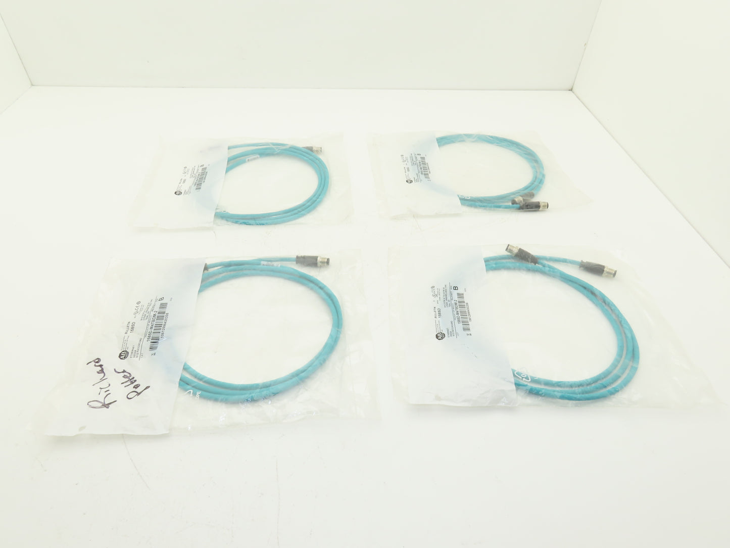 Allen Bradley 1585D-M4TBDM-2 Ethernet Media Patchcord M12 Male 2M Ser B Lot of 4