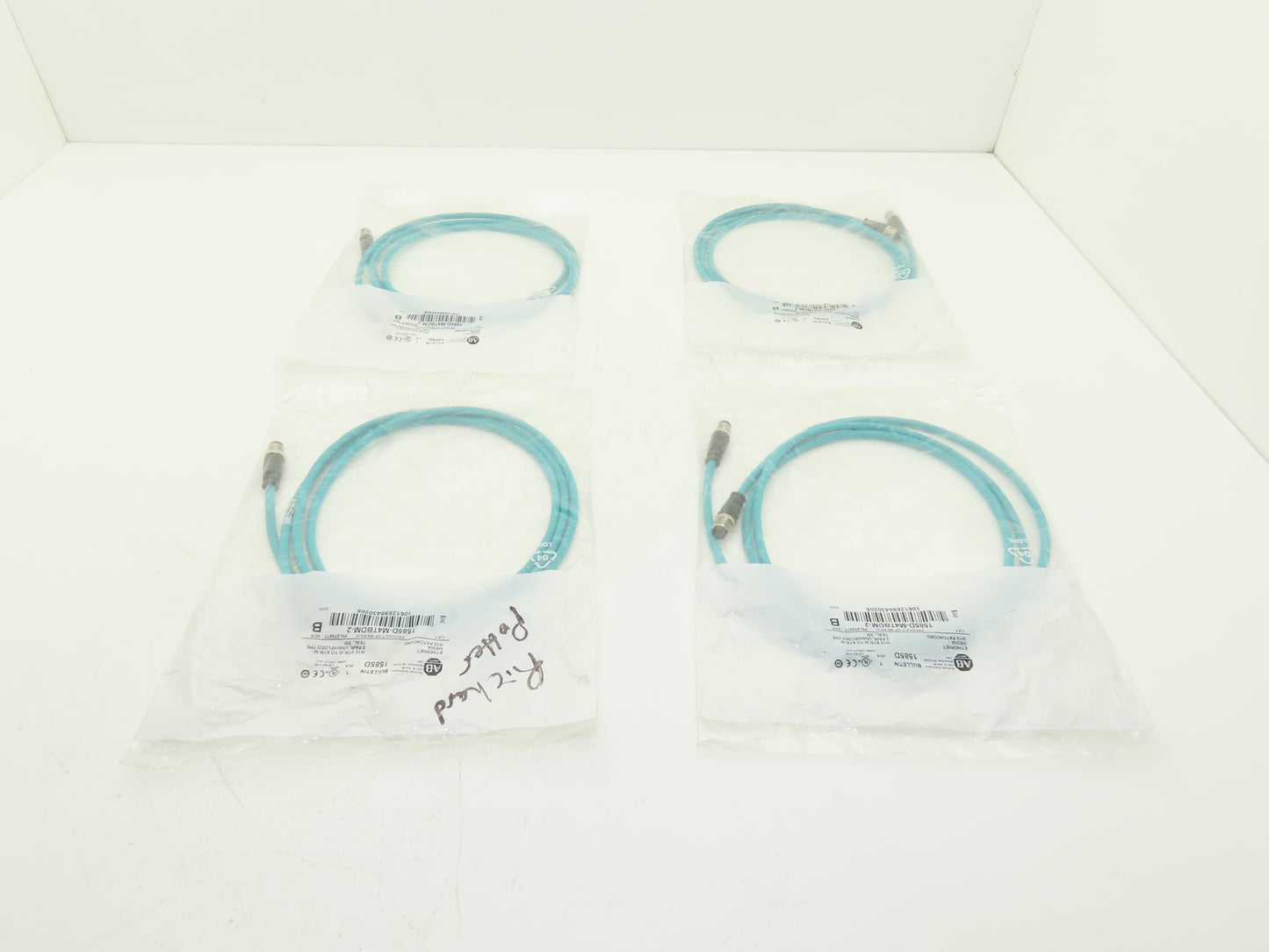 Allen Bradley 1585D-M4TBDM-2 Ethernet Media Patchcord M12 Male 2M Ser B Lot of 4