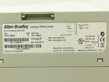 Allen Bradley 1769-L30ERM CompactLogix Motion Controller 1MB Ethernet IP Ser A