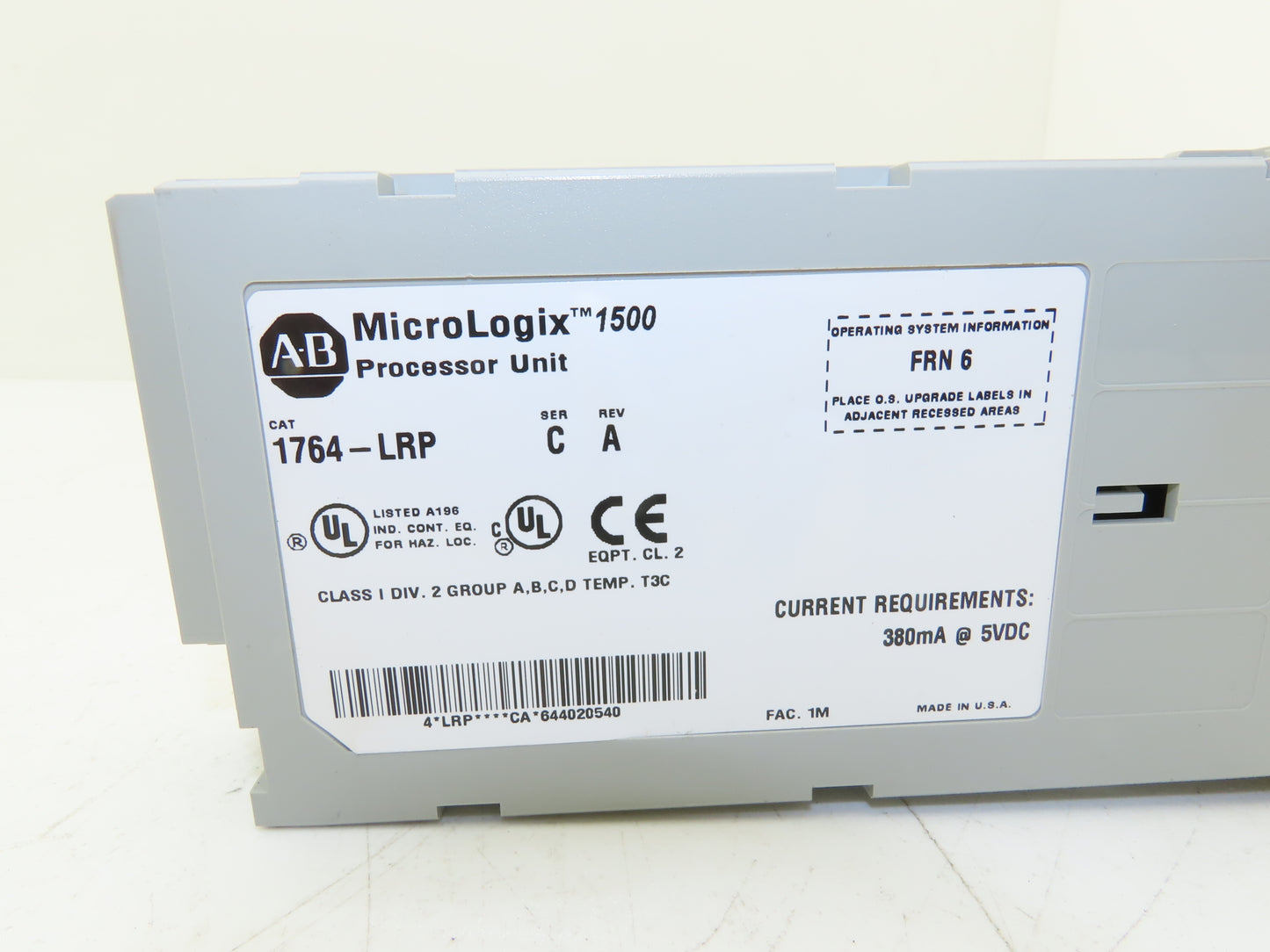 Allen Bradley 1764-LRP MicroLogix 1500 Processor Unit Ser C Rev A FRN 6
