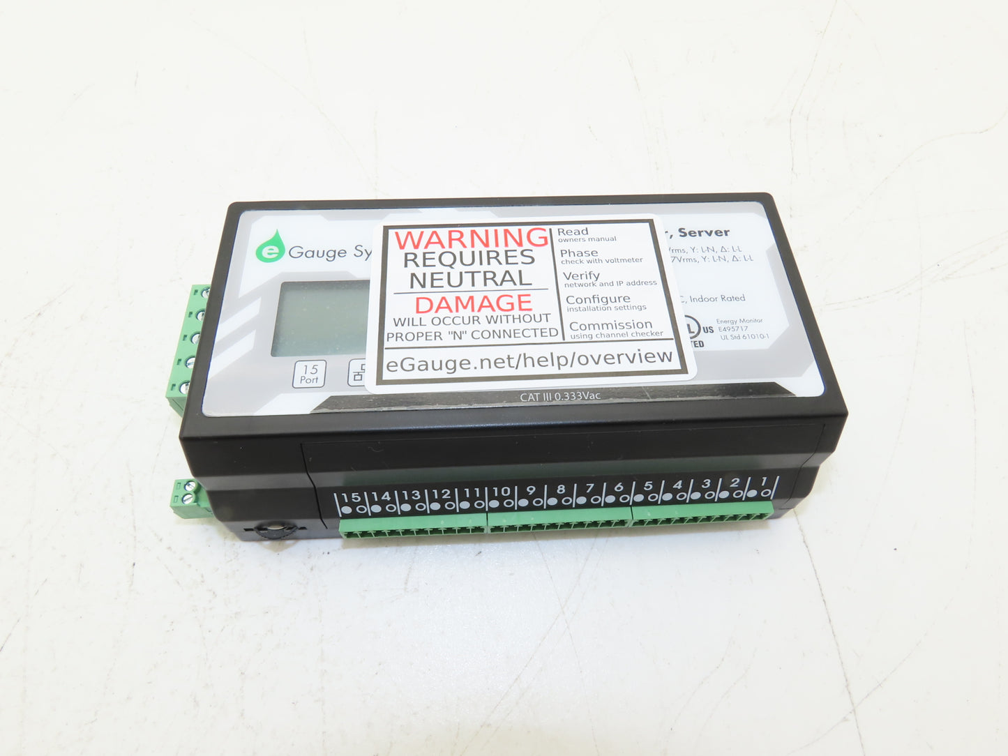 EGauge Systems EG4015 Data Logger Meter Server 277VAC 9-60VDC