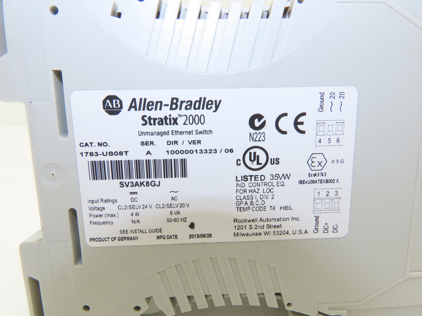 Allen Bradley 1783-US08T Stratix 2000 Ethernet Switch Unmanaged PLC Series A