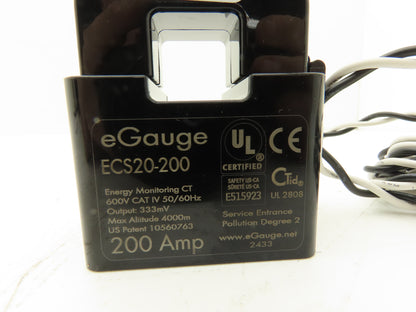 EGauge Systems ECS20-200 Current Transformer Split-Core CT 20mm 200A 600VAC
